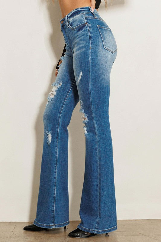 Presley High Rise Distressed Flare Jeans