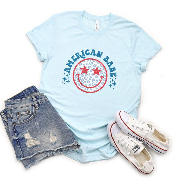 Leopard American Babe Short Sleeve Graphic Tee