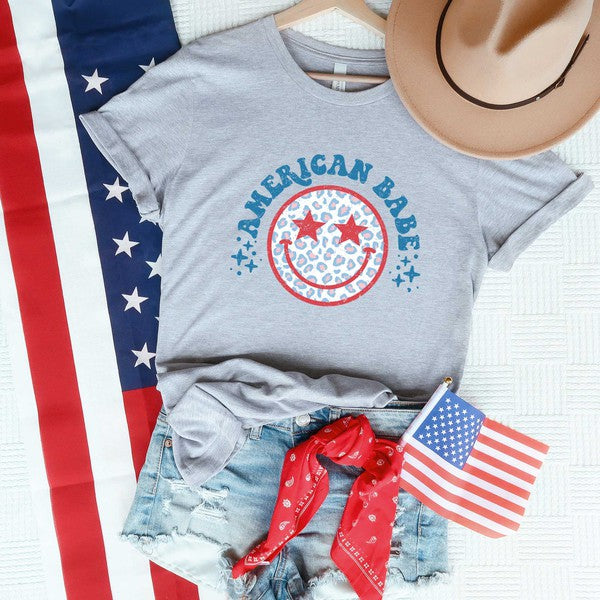 Leopard American Babe Short Sleeve Graphic Tee