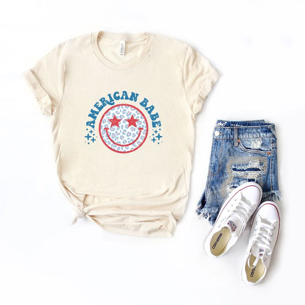 Leopard American Babe Short Sleeve Graphic Tee