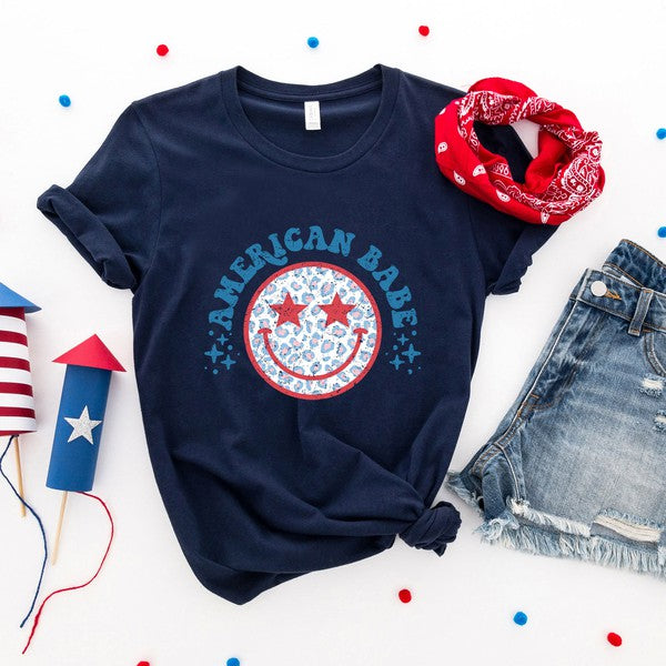 Leopard American Babe Short Sleeve Graphic Tee