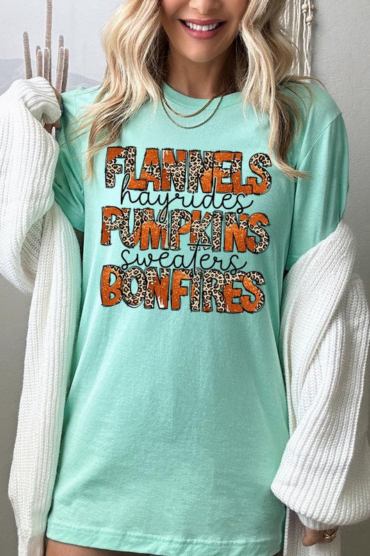 Flannels Pumpkins Bonfires Graphic Tee