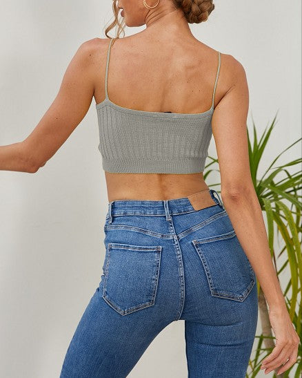 Iris Basic Strappy Sleeveless Racerback Crop Top
