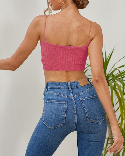 Iris Basic Strappy Sleeveless Racerback Crop Top