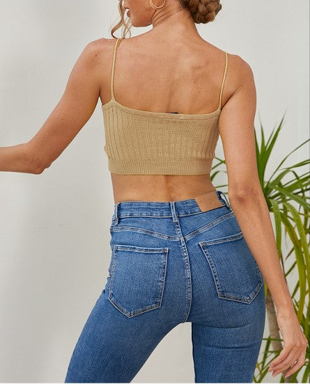 Iris Basic Strappy Sleeveless Racerback Crop Top