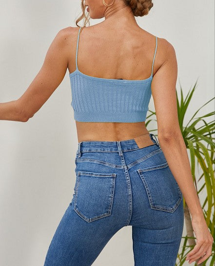 Iris Basic Strappy Sleeveless Racerback Crop Top