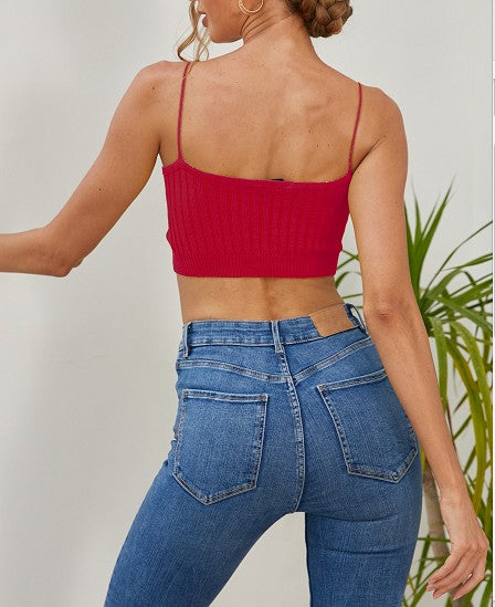 Iris Basic Strappy Sleeveless Racerback Crop Top