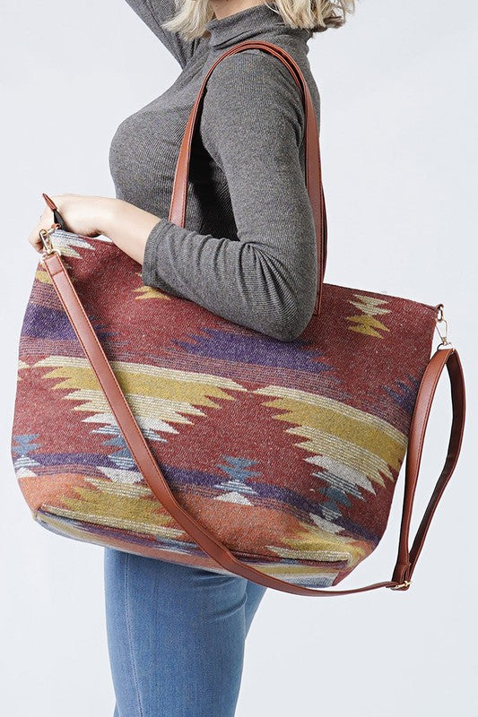 Mabel Western Aztec Large Weekender Bag