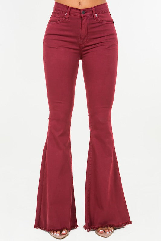 Delaney Bell Bottom Jean in Wine
