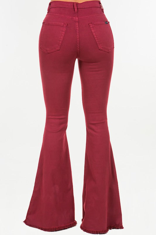Delaney Bell Bottom Jean in Wine
