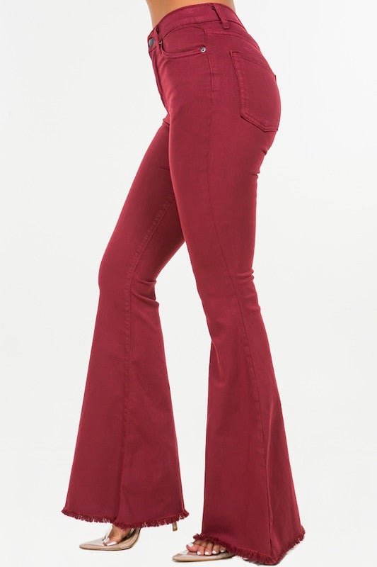 Delaney Bell Bottom Jean in Wine