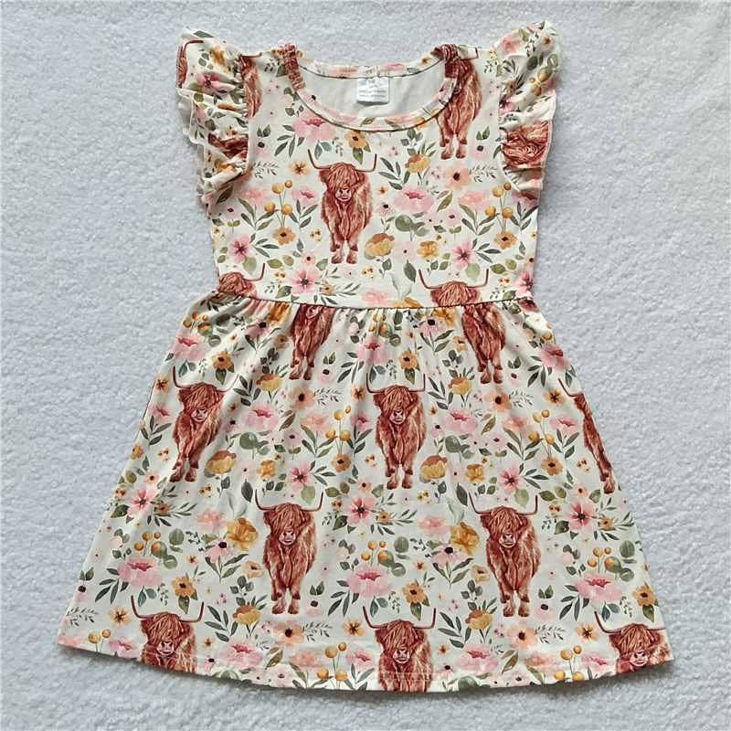 Girls Pink Cow Pearl Dress