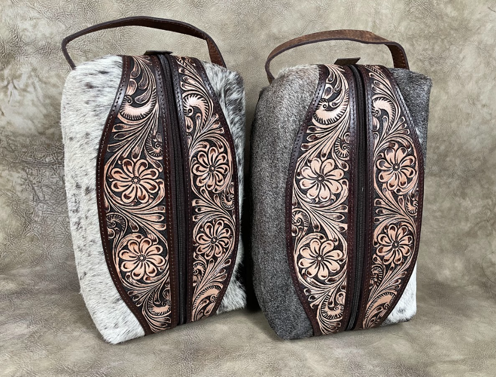 Leather & Cowhide Kit Bag - Toiletry - shaving kit