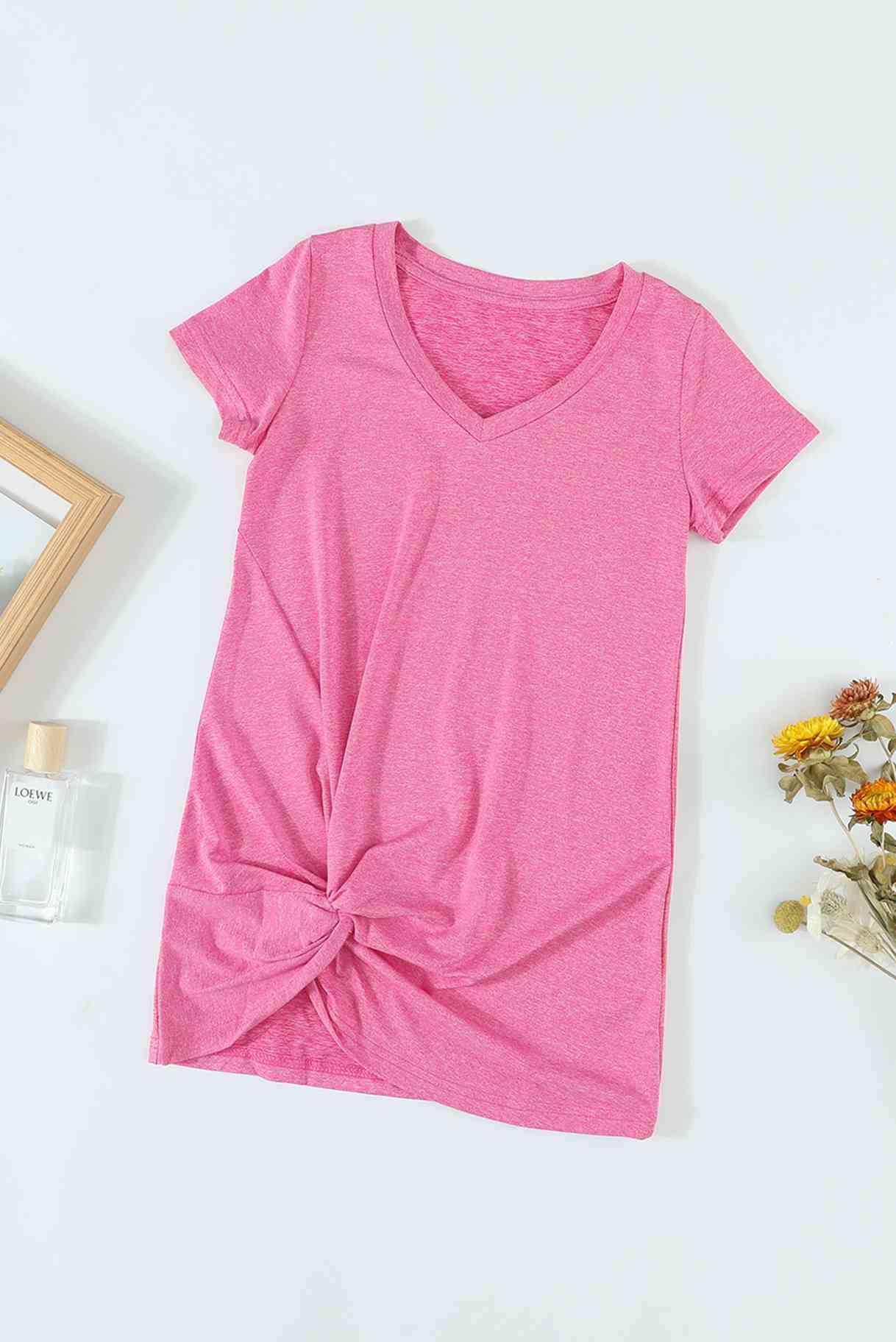 Girls Twisted V-Neck Short Sleeve Dress