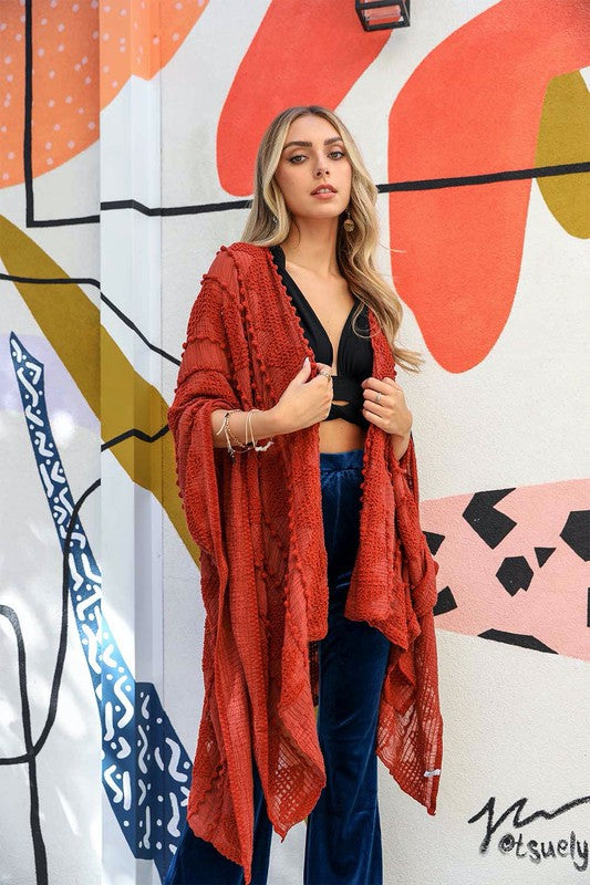 Ellie Embroidered Zig Zag Soft Kimono