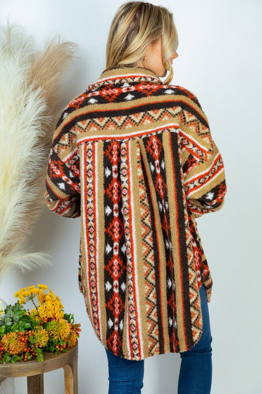 Kristen Long Sleeve Aztec Print Woven Jacket