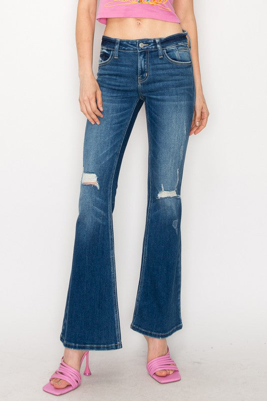Becky - Low Rise Stretch Flare Jeans - PLUS