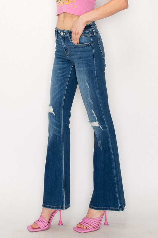 Becky - Low Rise Stretch Flare Jeans - PLUS