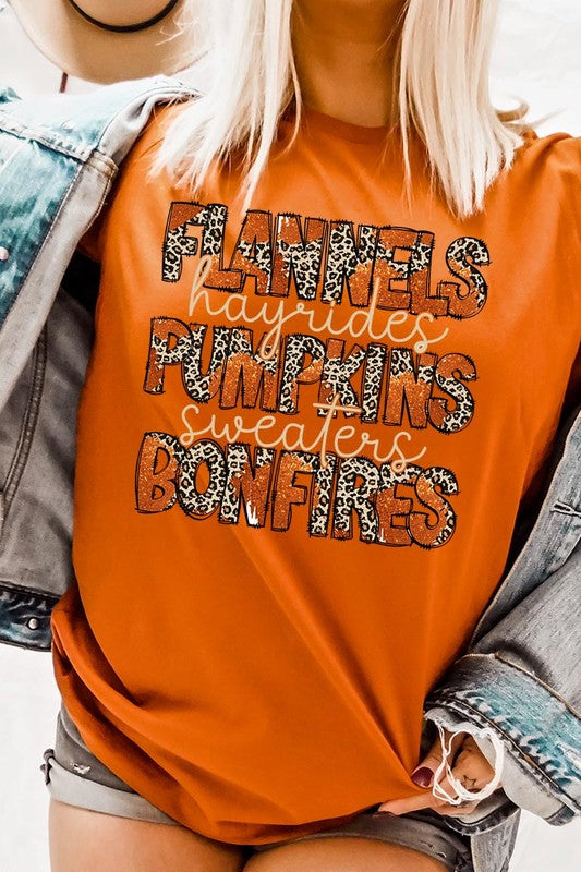 Flannels Pumpkins Bonfires Graphic Tee