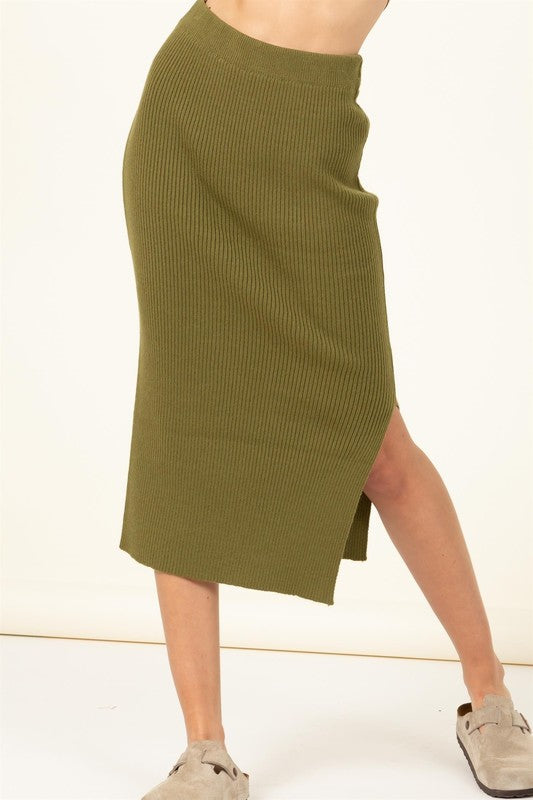Claire High-Waist Ribbed Midi Skirt