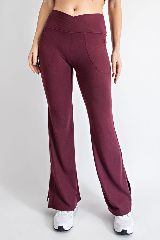 V Waist Flared Yoga Pants with Pockets