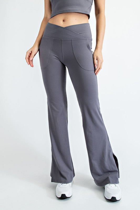 V Waist Flared Yoga Pants with Pockets