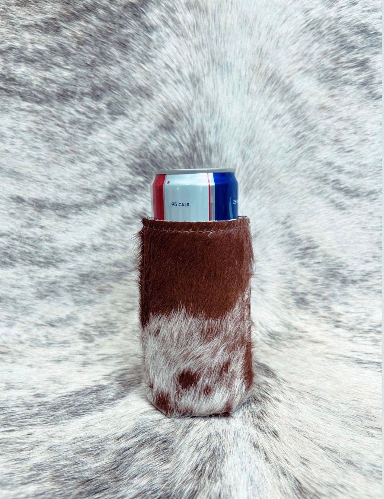 Skinny Can cowhide Koozies