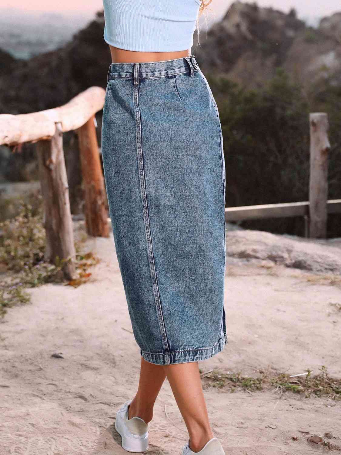 Button Down Denim Skirt Urban Cowgirl Boutique