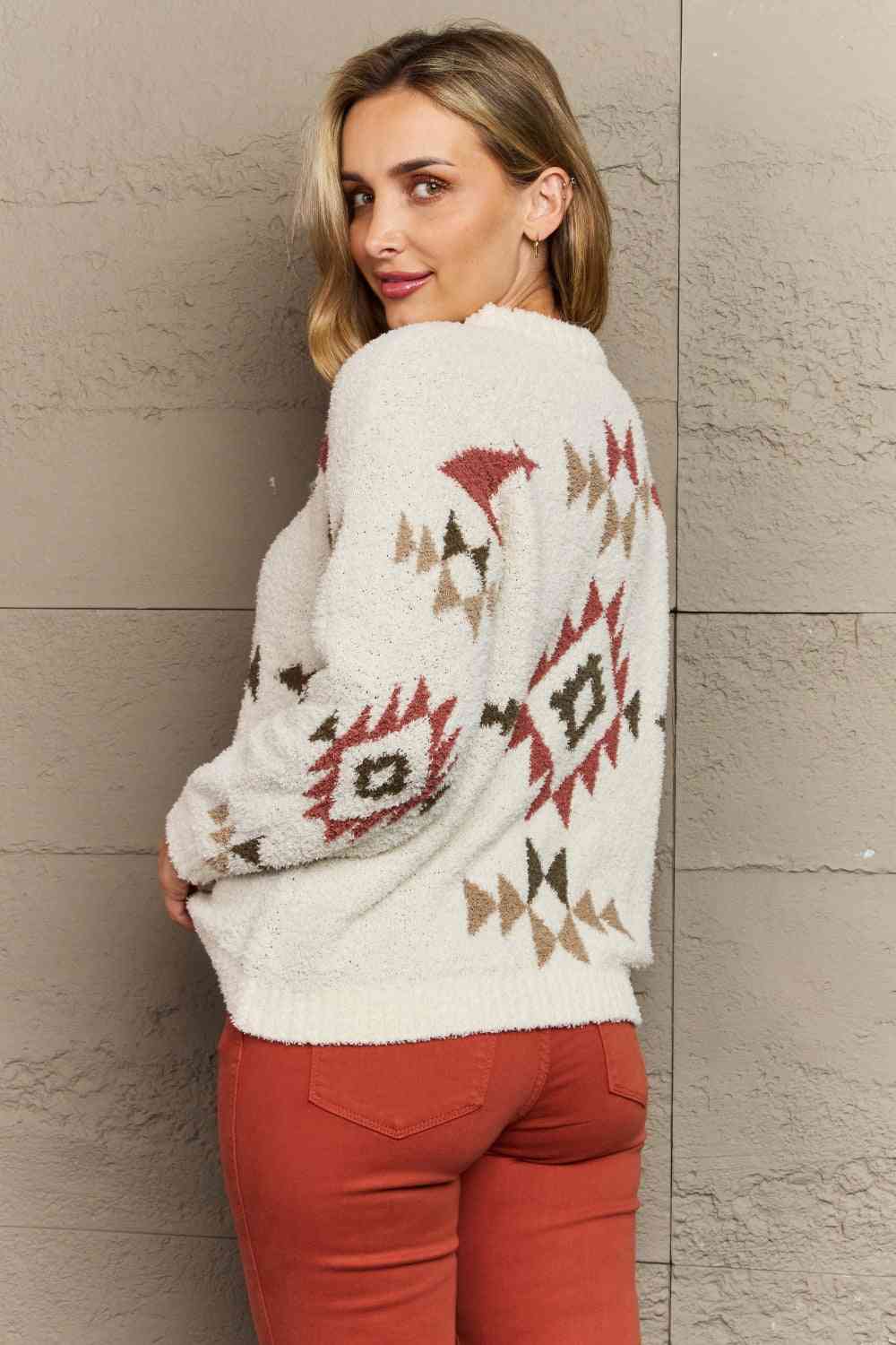 HEYSON Cozy Sunday Aztec Fuzzy Sweater