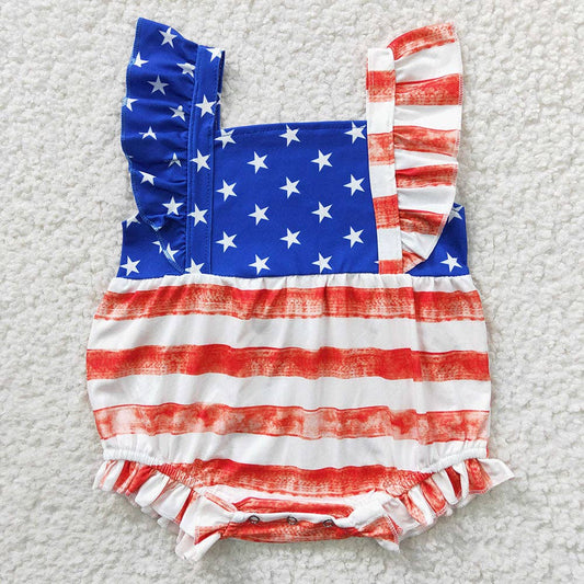 Baby Girls 4th Of July Star Summer Bubble Rompers